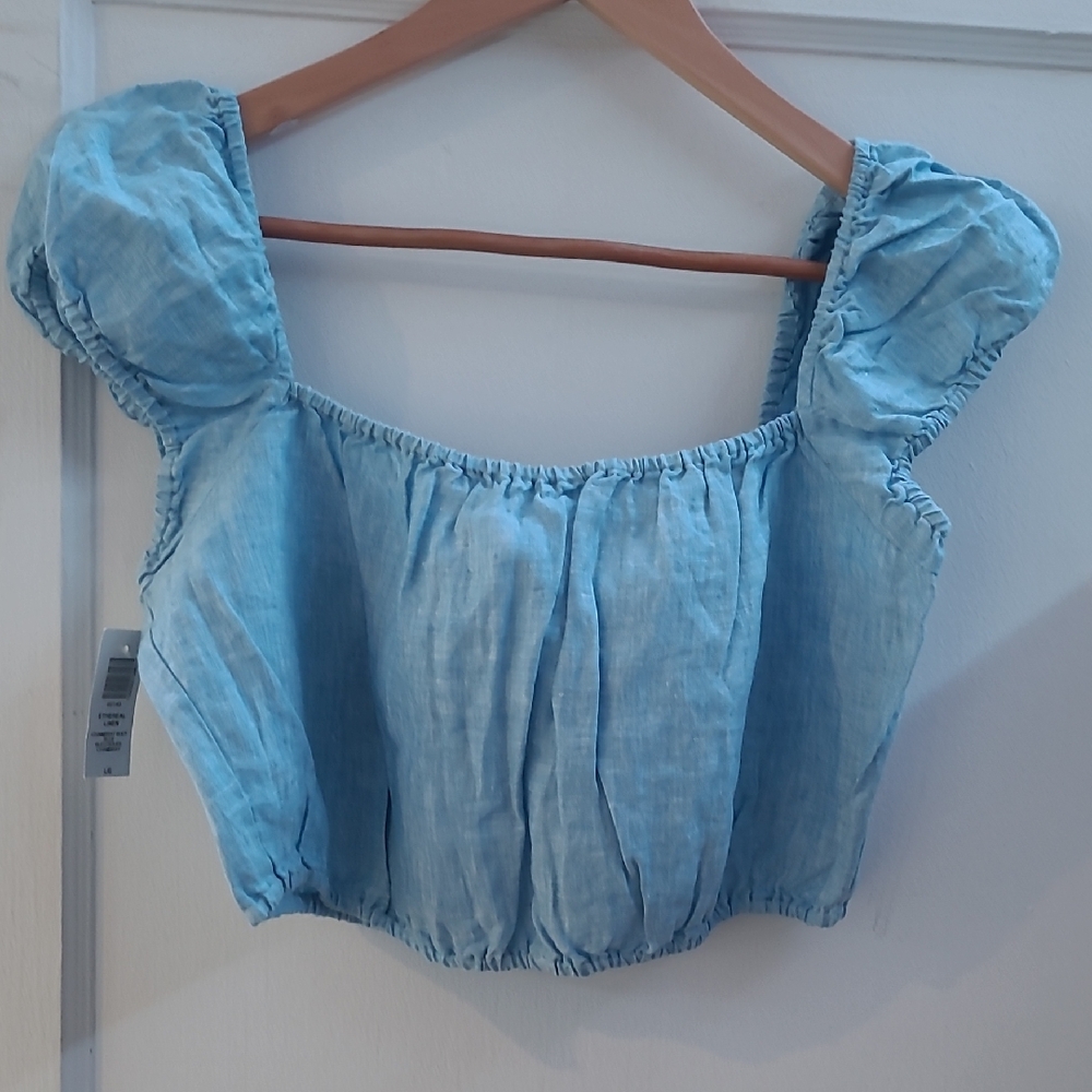 BRAND NEW-NWT-Wilfred Light Blue Puff Sleeve Top